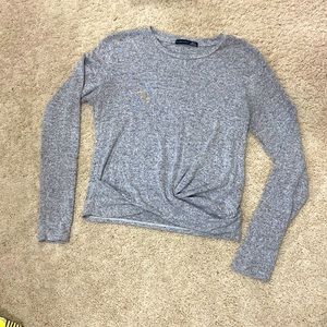 Black tape, heather, gray, long sleeve twist top